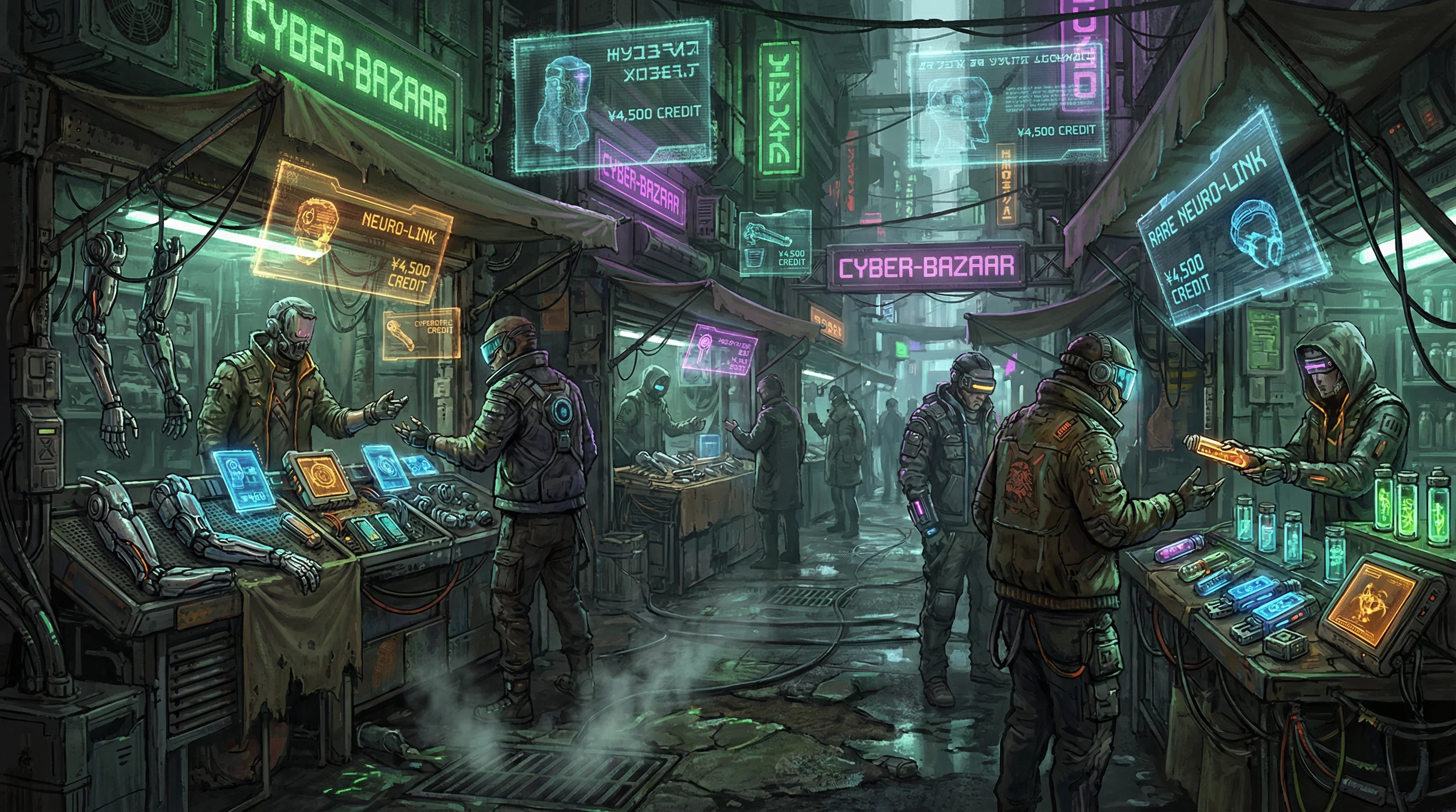 夜之城地下黑市交易场景